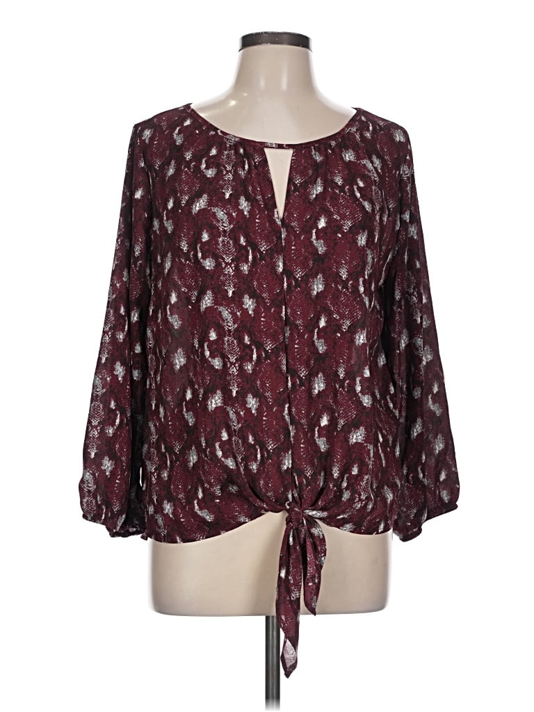 Pre-owned Weston 3/4 Sleeve Blouse In Burgundy