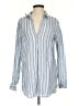 Gap 100% Linen Stripes Blue Long Sleeve Blouse Size S - photo 1