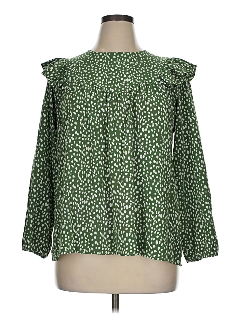 Pre-owned Michelle Mcdowell 3/4 Sleeve Blouse In Green