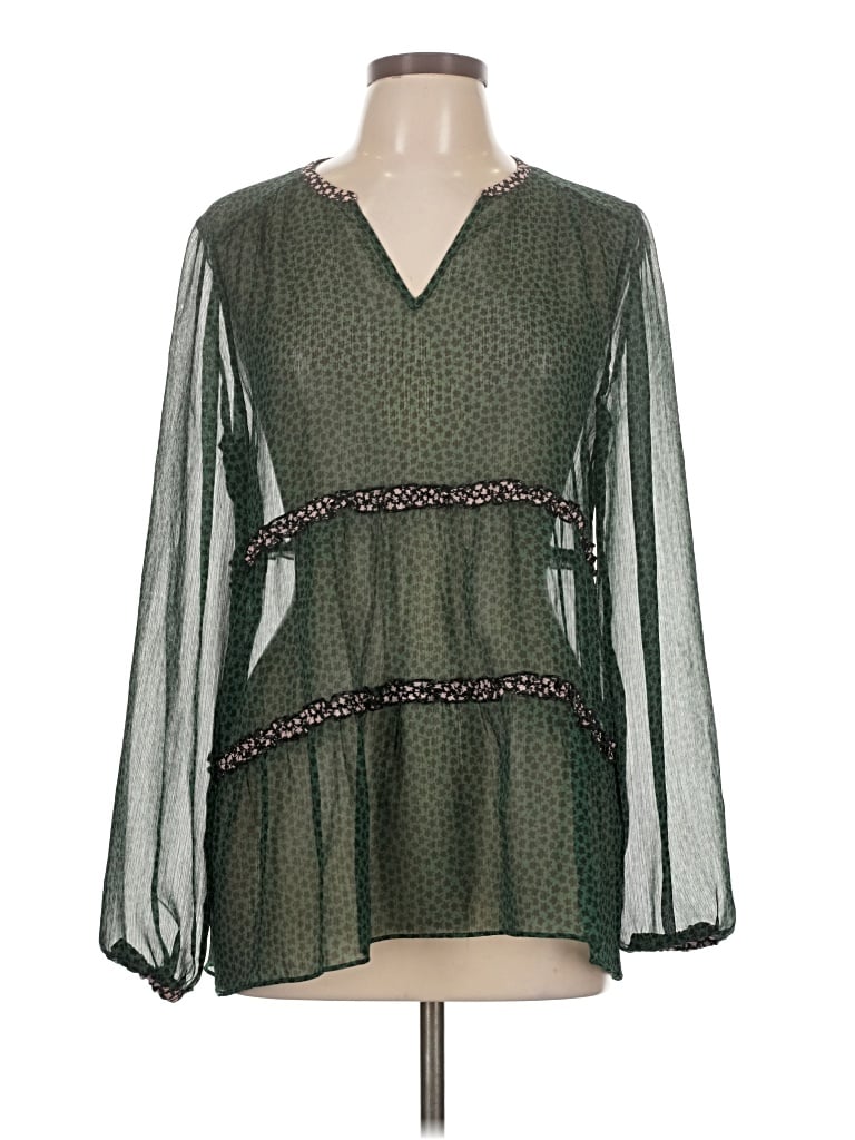 Pre-owned Boden Long Sleeve Blouse In Green