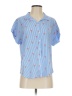 Per Se 100% Rayon Hearts Blue Short Sleeve Blouse Size S - photo 1