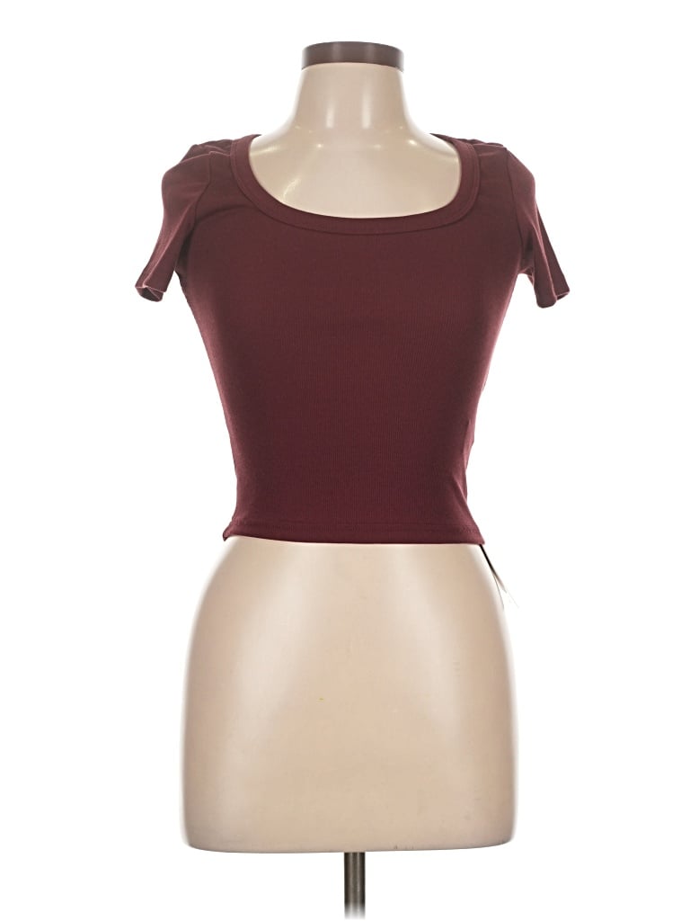 Pre-owned Dazy Short Sleeve T-shirt In Burgundy