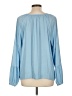 Ann Taylor LOFT 100% Polyester Blue Long Sleeve Blouse Size L - photo 2