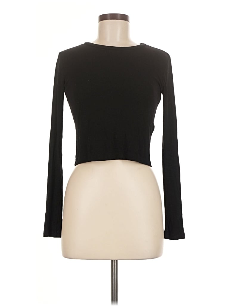 Pre-owned Zara Long Sleeve T-shirt In Black