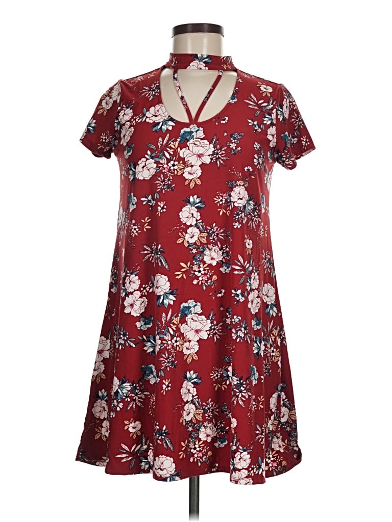 Pre-owned Pink Rose Casual Dress In Burgundy