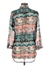 Dots 100% Polyester Print Teal 3/4 Sleeve Blouse Size M - photo 2