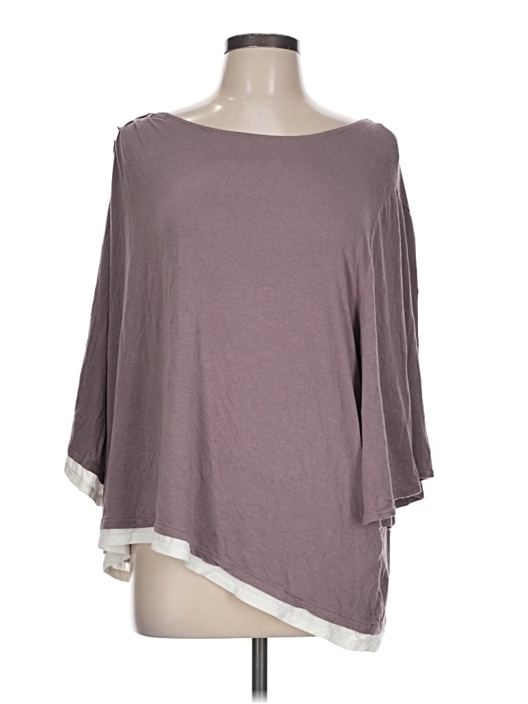 Pre-owned Gottex 3/4 Sleeve Top Gray Boatneck Tops