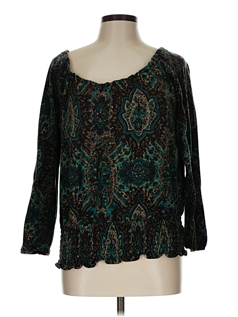 Pre-owned Apt. 9 3/4 Sleeve Blouse In Teal
