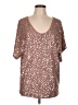 Studio Y Pink Brown Short Sleeve Top Size L - photo 1