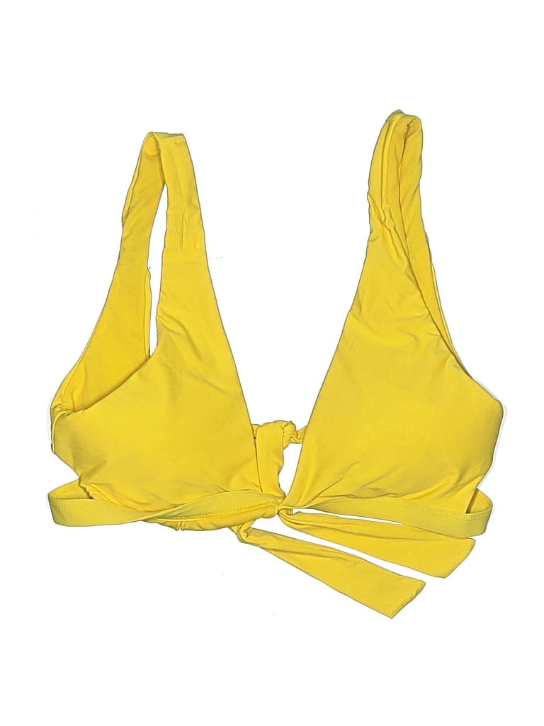 Pre-owned Gianni Bini Swimsuit Top Yellow Solid Pattern Swimwear
