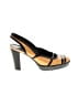 Tod's Stripes Yellow Tan Heels Size EU 39 1/2 - photo 1