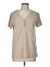 Keren Hart 100% Polyester Tan Short Sleeve Henley Size L - photo 1