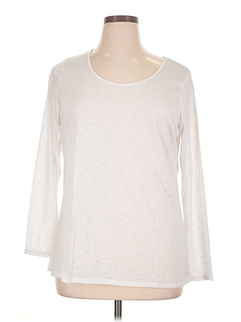 Pre-owned Coldwater Creek 3/4 Sleeve T-shirt In Ivory