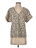 MELLODAY Animal Print Tan Short Sleeve Blouse Size S - photo 1