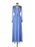 Self-Portrait 100% Polyester Solid Blue Casual Dress Size 6 - photo 1