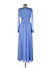 Self-Portrait 100% Polyester Solid Blue Casual Dress Size 6 - photo 2
