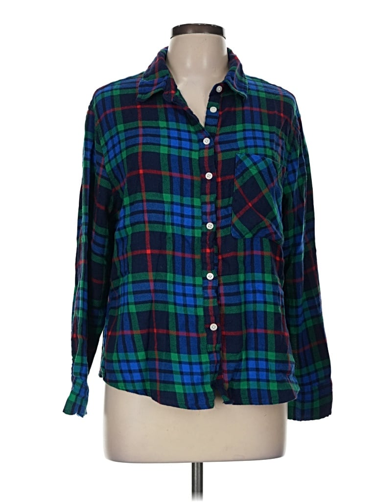 Pre-owned Aerie Long Sleeve Button Down Shirt In Green
