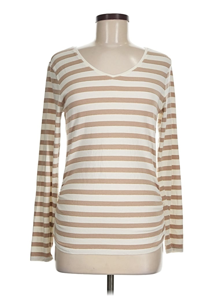 Pre-owned Coldwater Creek Long Sleeve T-shirt In Ivory