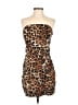 Express 100% Polyester Animal Print Brown Cocktail Dress Size 6 - photo 1