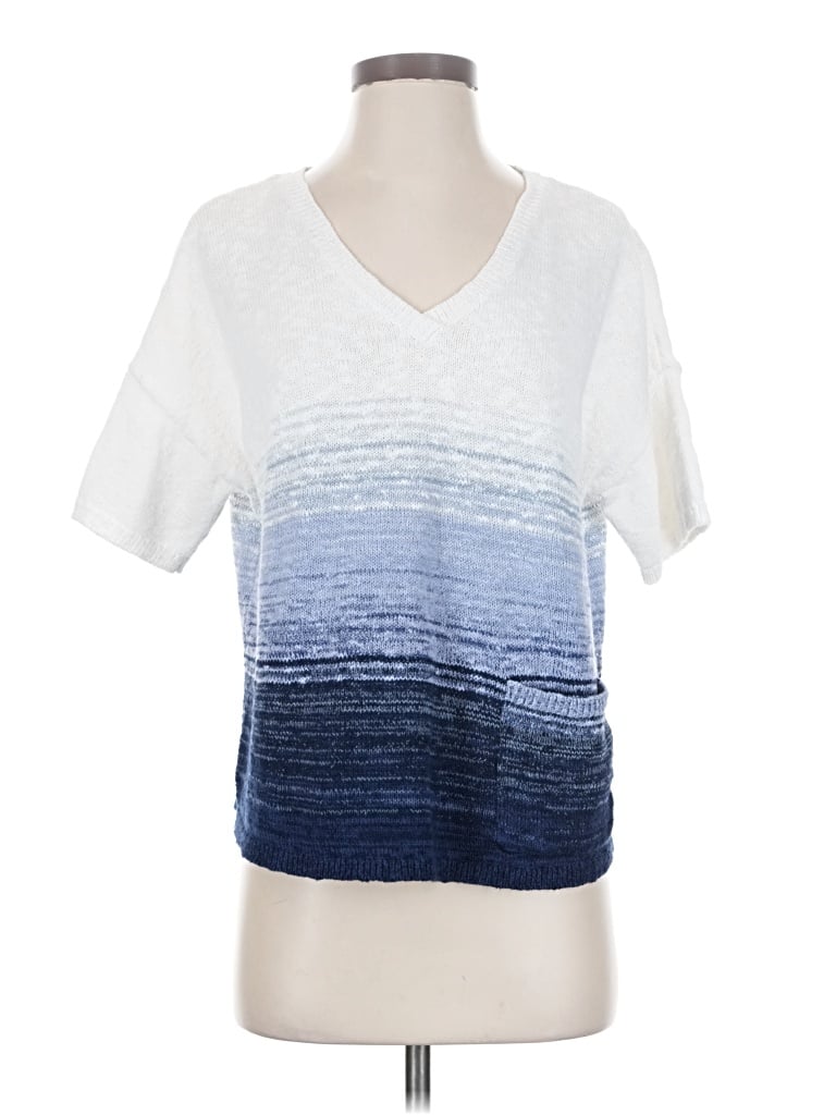 Pre-owned Purejill Short Sleeve Top White V-neck Tops