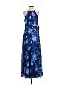 betsy and adam blue floral dress Aqua Womens Chiffon Printed Evening Dress Navy 2 main image 0