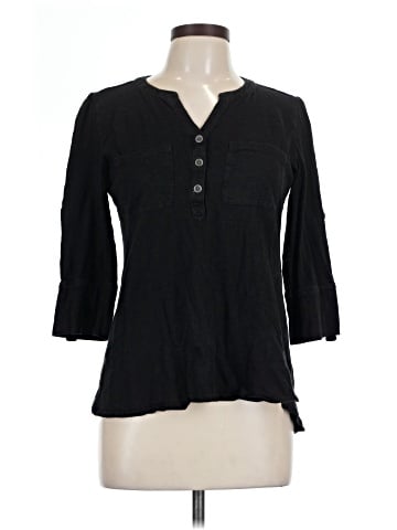 Blue Saks Fifth Avenue 3/4 Sleeve Button-Down Shirt (view 1)