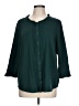 Lands' End Teal 3/4 Sleeve Button-Down Shirt Size L - photo 1