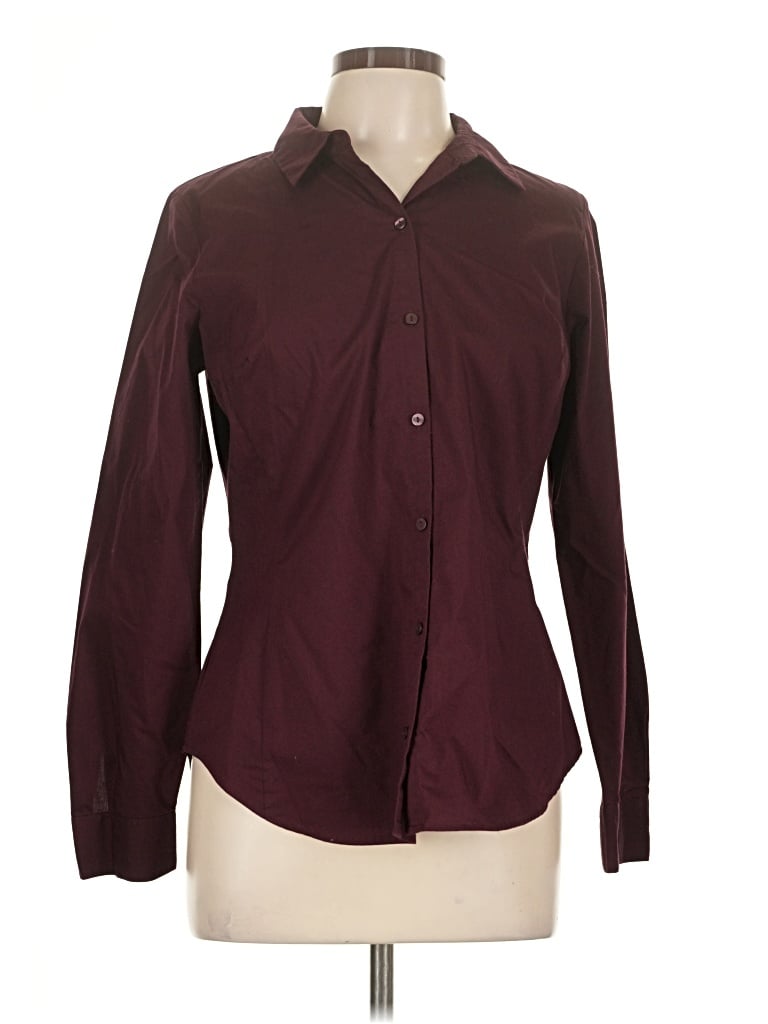 Pre-owned Worthington Long Sleeve Button Down Shirt In Burgundy