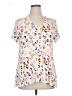 White Birch Animal Print Ivory Short Sleeve Blouse Size XL - photo 1