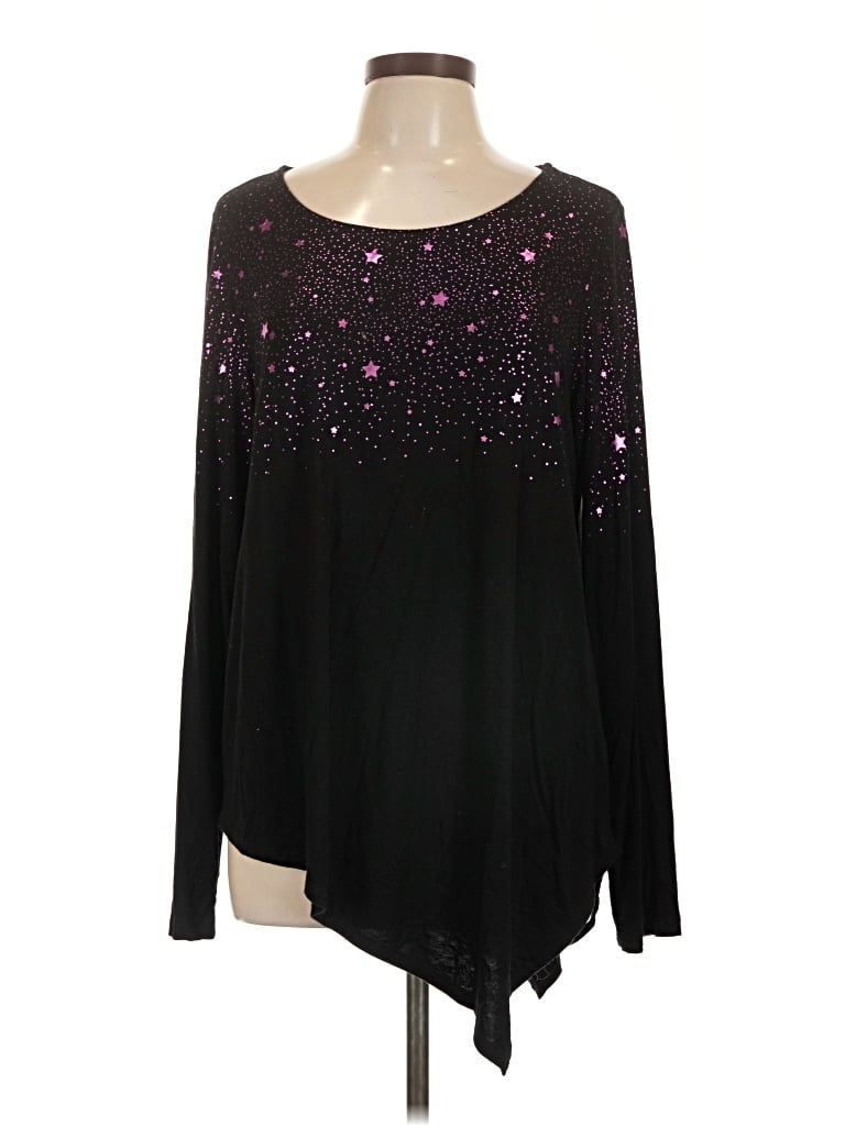 Pre-owned Karen Kane Long Sleeve T-shirt In Black