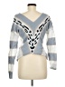 Shein 100% Acrylic Chevron-herringbone Silver Pullover Sweater Size M - photo 2