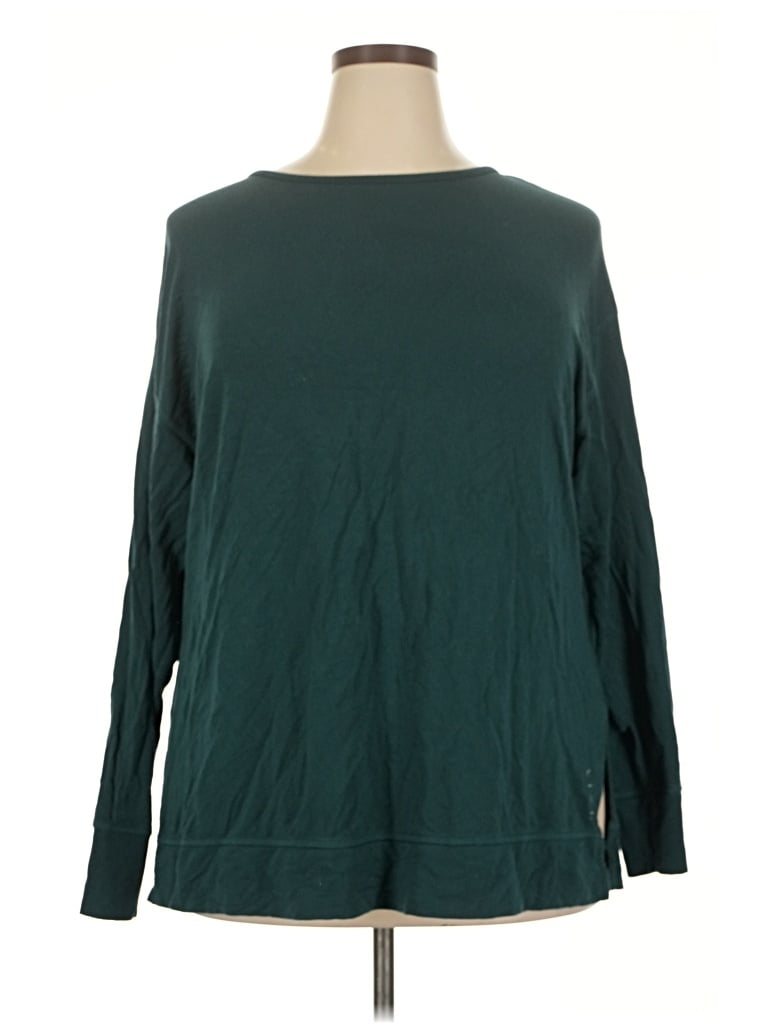 Pre-owned Livi Long Sleeve Top Green Boatneck Tops