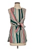 Lush 100% Polyester Stripes Green Sleeveless Blouse Size S - photo 1