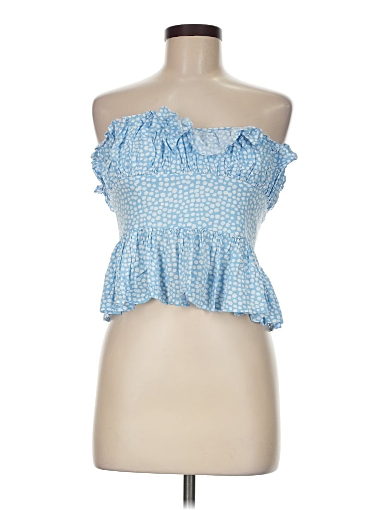 Pre-owned Skylar + Madison Tube Top Blue Strapless Neckline Tops