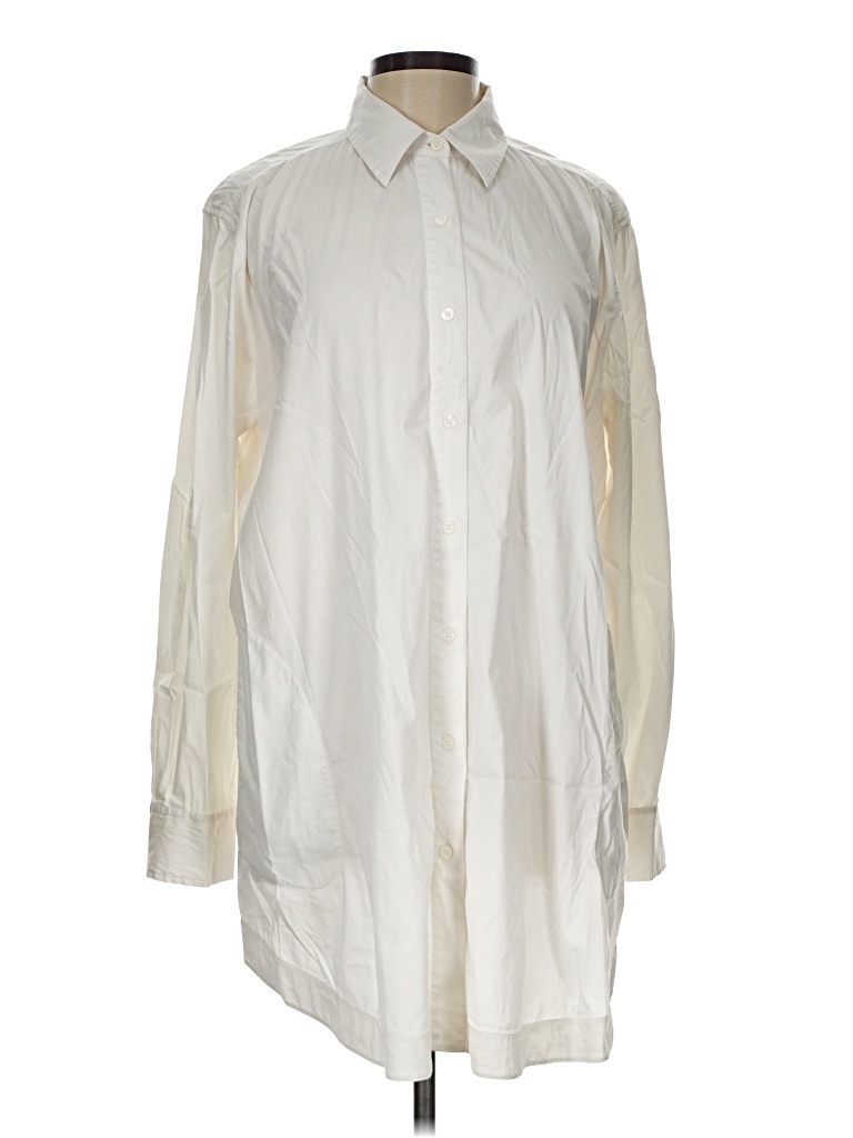 Pre-owned Lafayette 148 Long Sleeve Button Down Shirt In Ivory
