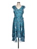 Parker 100% Polyester Paisley Blue Casual Dress Size L - photo 1