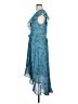 Parker 100% Polyester Paisley Blue Casual Dress Size L - photo 5