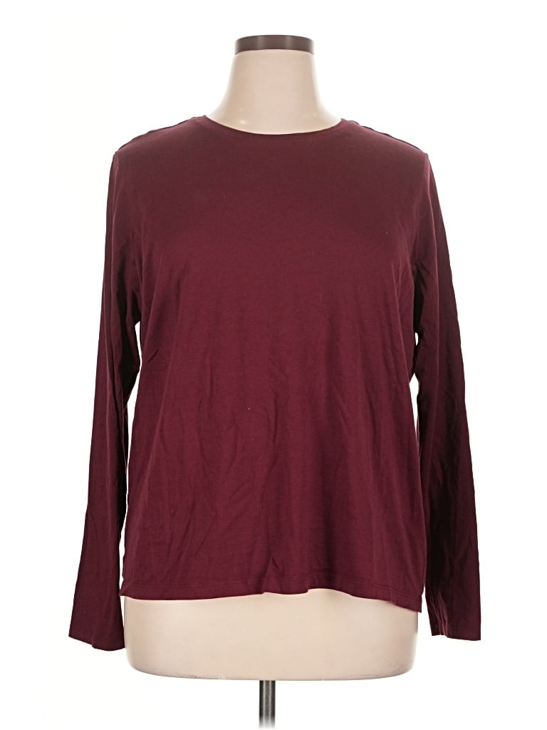 Pre-owned Lands' End Long Sleeve T-shirt In Burgundy