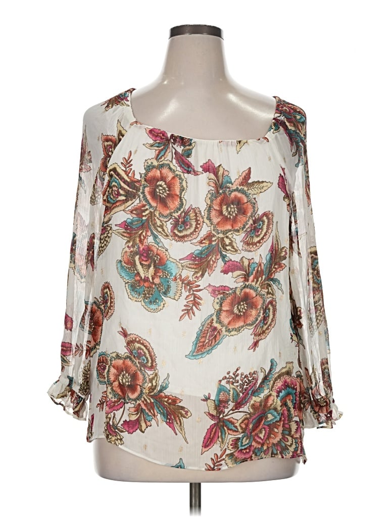 Pre-owned Jm Collection 3/4 Sleeve Blouse In Ivory