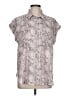 Ann Taylor LOFT 100% Polyester Animal Print Pink Gray Short Sleeve Blouse Size L - photo 1