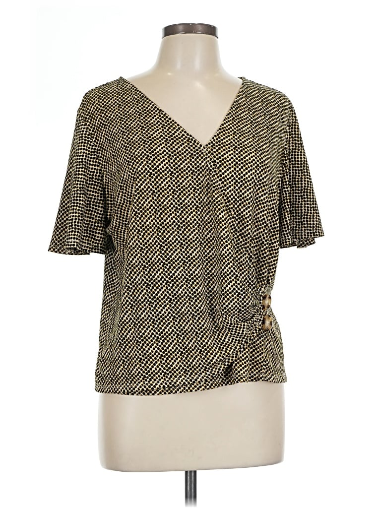 Pre-owned Worthington Short Sleeve Blouse In Gold