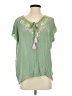Floreat 100% Rayon Green Short Sleeve Blouse Size XS - photo 1