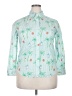 J. McLaughlin Print Green 3/4 Sleeve Button-Down Shirt Size XXL (estimated) - photo 1