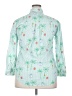 J. McLaughlin Print Green 3/4 Sleeve Button-Down Shirt Size XXL (estimated) - photo 2