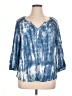 BeachLunchLounge 100% Viscose Tie-dye Blue 3/4 Sleeve Blouse Size XL - photo 1