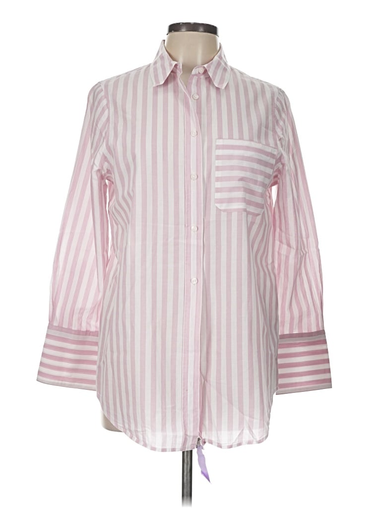 Pre-owned M&s Collection Long Sleeve Button Down Shirt In Pink