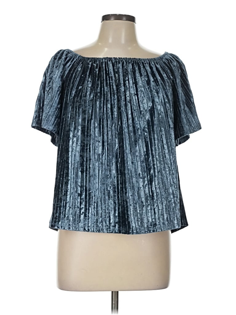 Pre-owned Buddy Love Short Sleeve Blouse In Blue