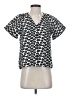 Abbey Glass Silver White Short Sleeve Blouse Size XS - photo 1