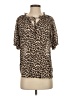 Ann Taylor LOFT 100% Polyester Animal Print Tan Short Sleeve Blouse Size XS - photo 1