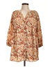 MELLODAY 100% Polyester Damask Floral Jacquard Tan Orange 3/4 Sleeve Blouse Size L - photo 1